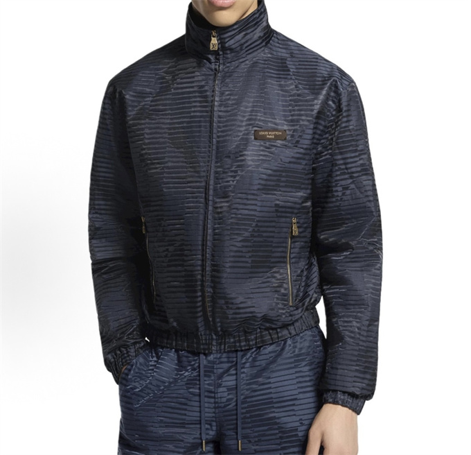 lv louis vuitton striped jacquard stand collar zip jacket